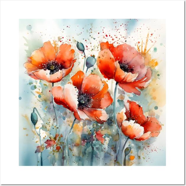 Watercolor Poppies Wall Art by Pattern Wonderland 